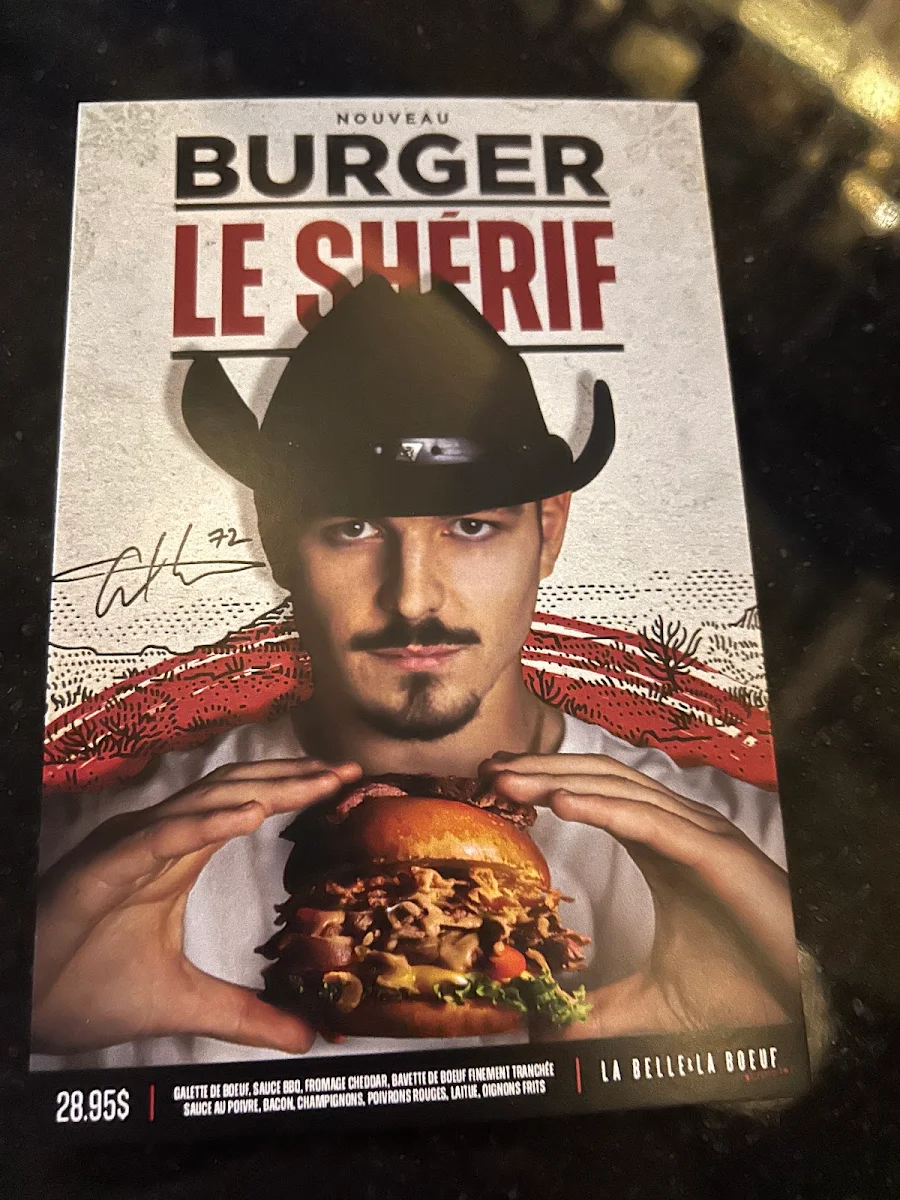 Menu, La Belle & La Boeuf - Burger Bar - Saint-Jerôme