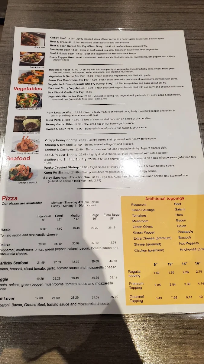 Menu, Hanson's Restaurant