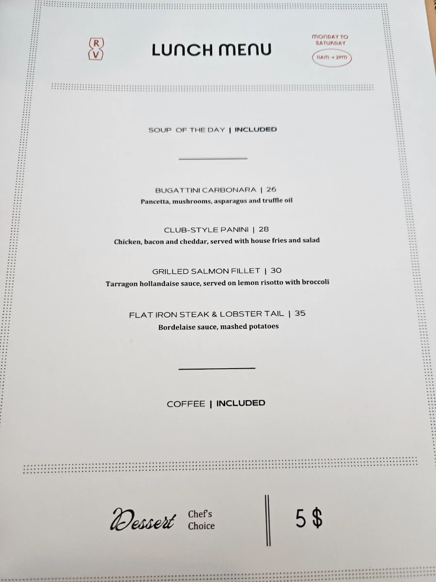 Menu, Restaurant Le Rouge Vin