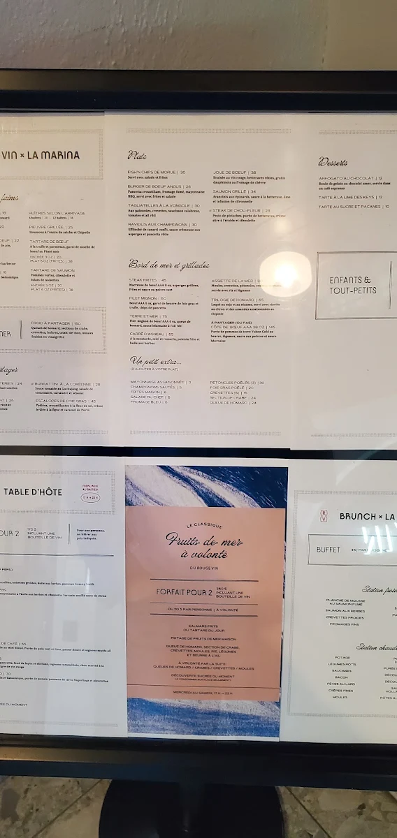 Menu, Restaurant Le Rouge Vin