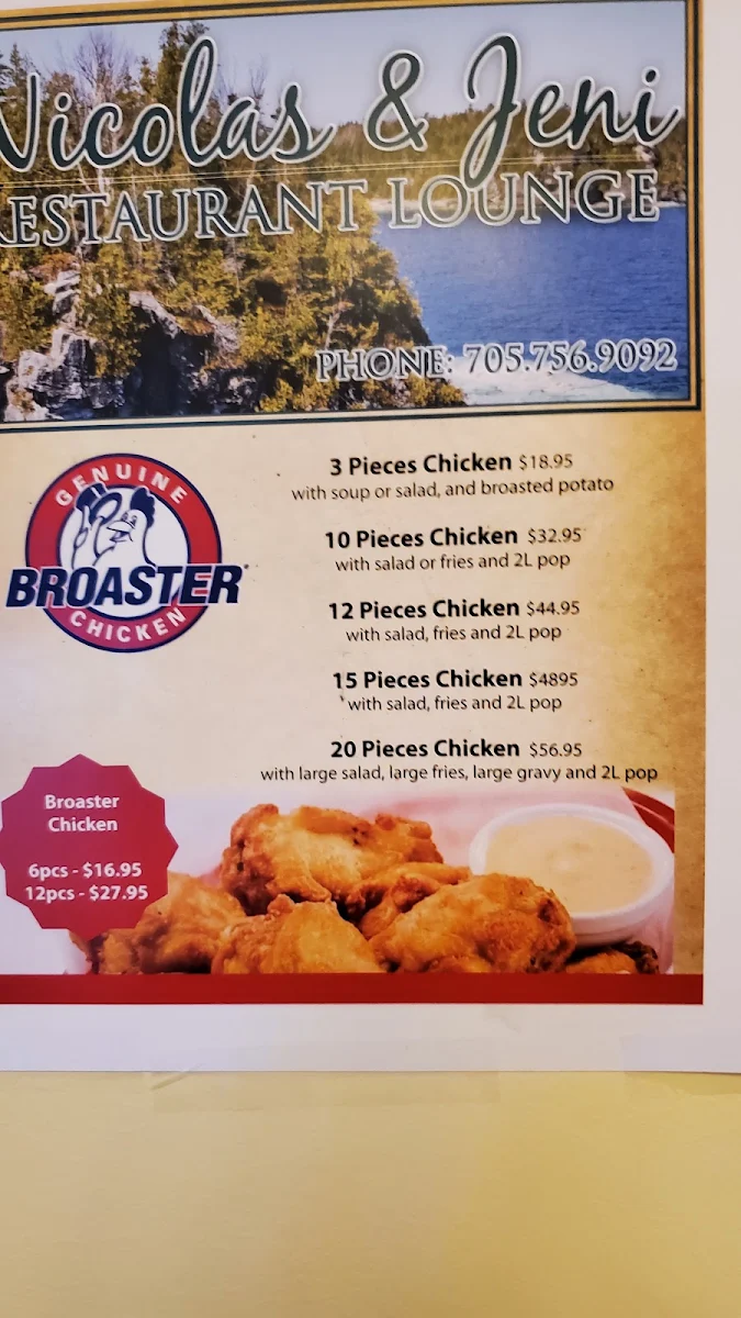 Menu, Nicolas Restaurant