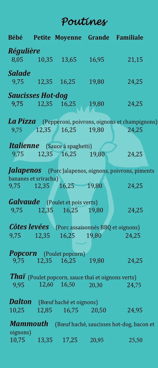 Menu, Le Mammouth