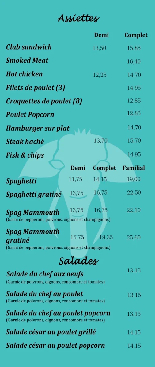 Menu, Le Mammouth