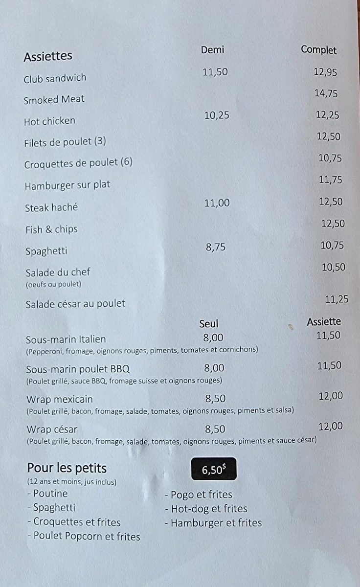 Menu, Le Mammouth