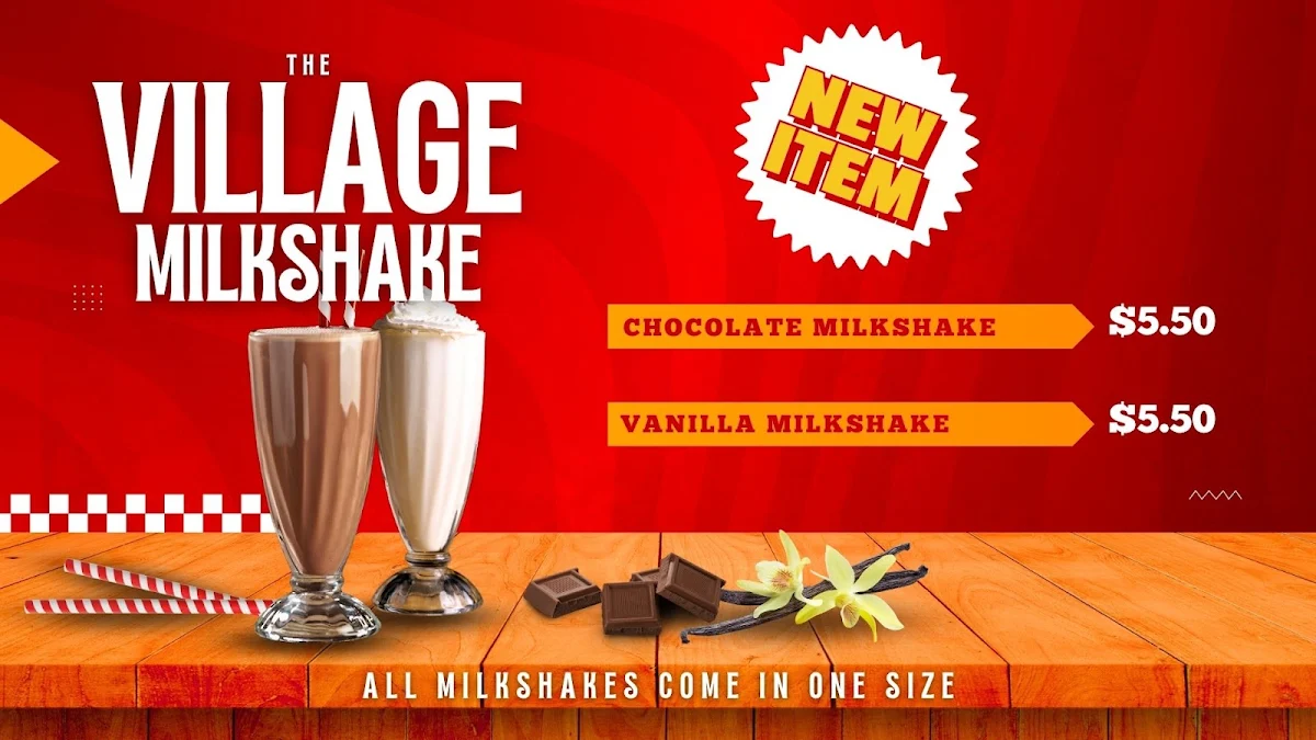 Menu, The Village Burger