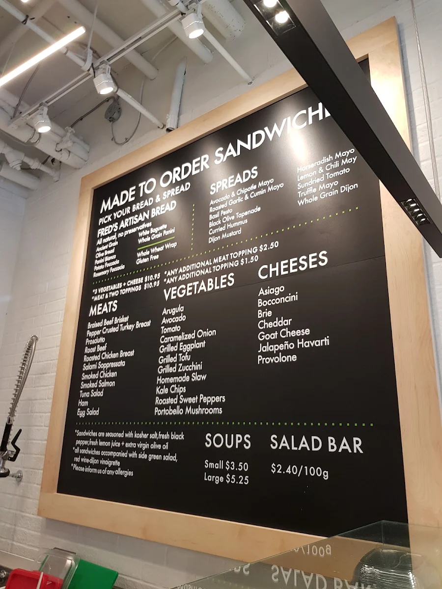 Menu, Green Box Yonge