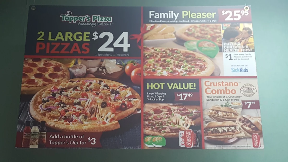 Menu, Topper's Pizza — Kitchener