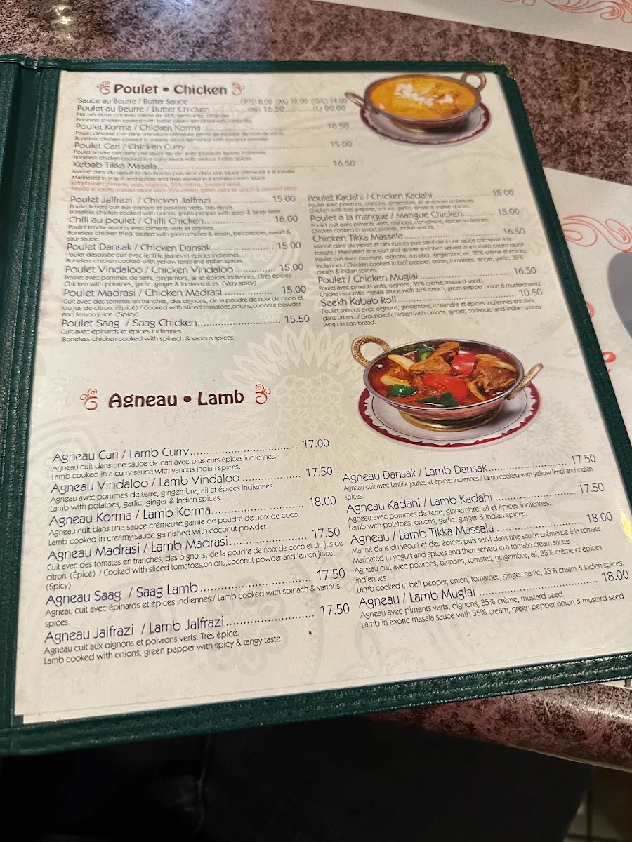 Menu, Palais d'Ajit