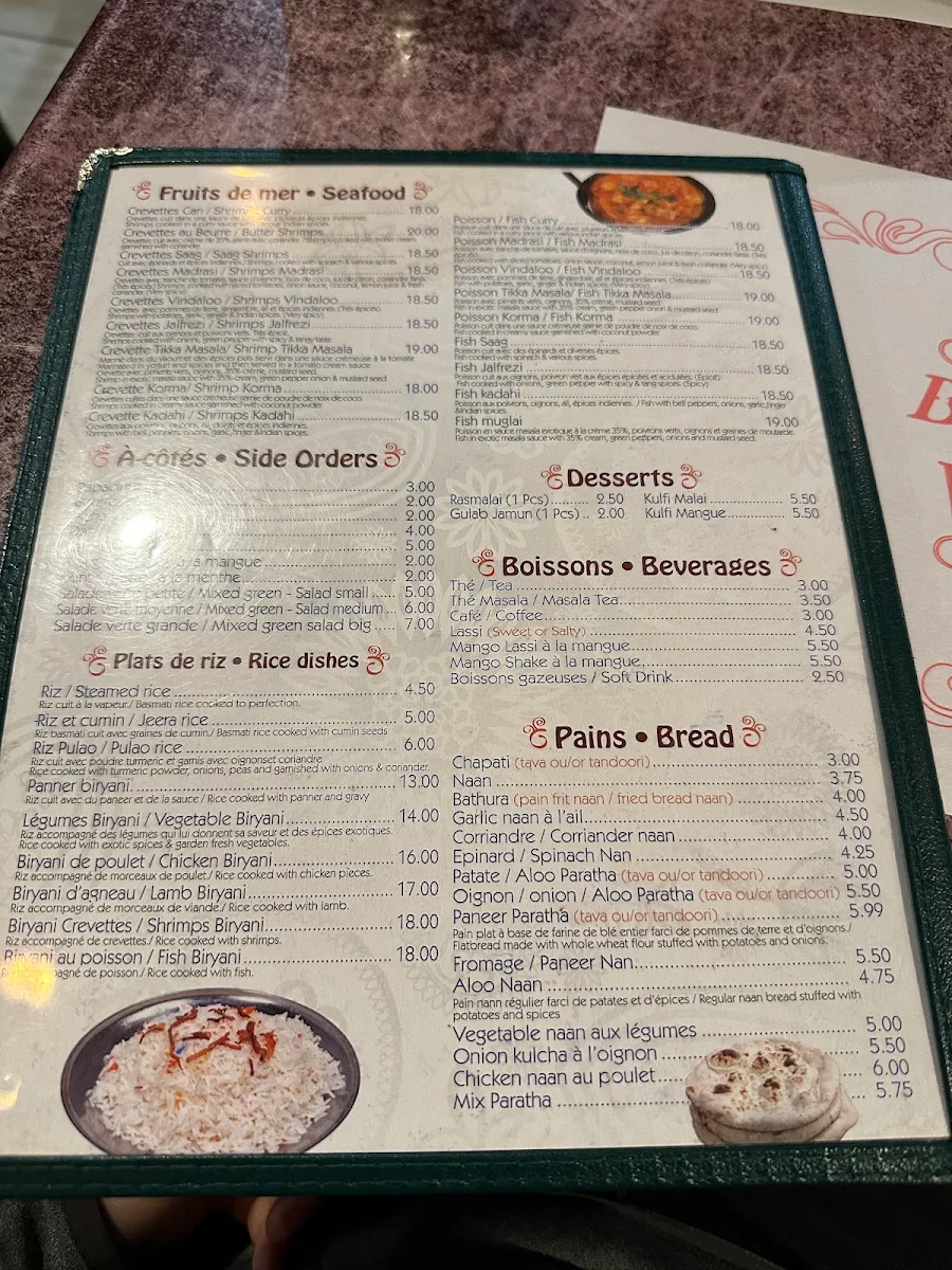 Menu, Palais d'Ajit