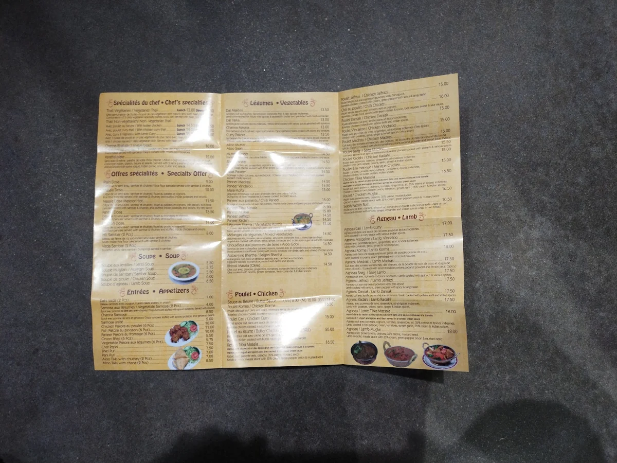 Menu, Palais d'Ajit
