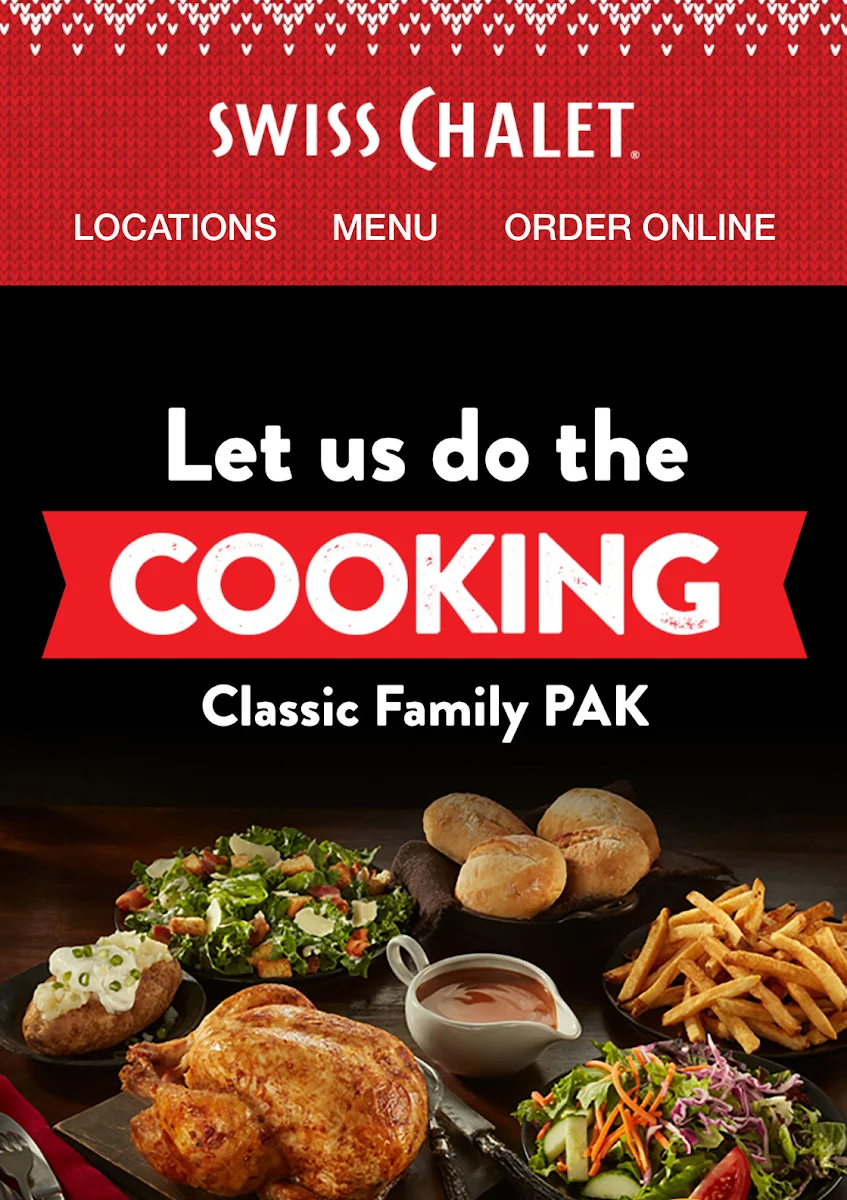Menu, Swiss Chalet