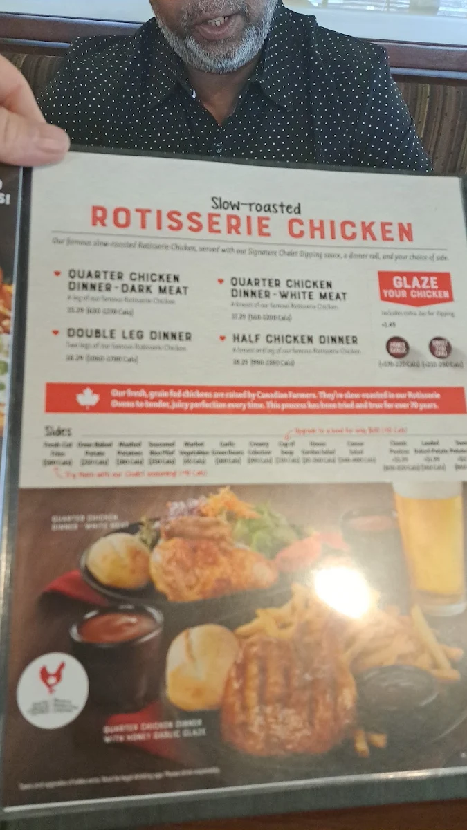 Menu, Swiss Chalet