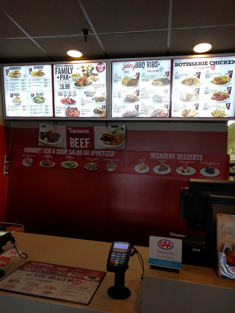 Menu, Swiss Chalet