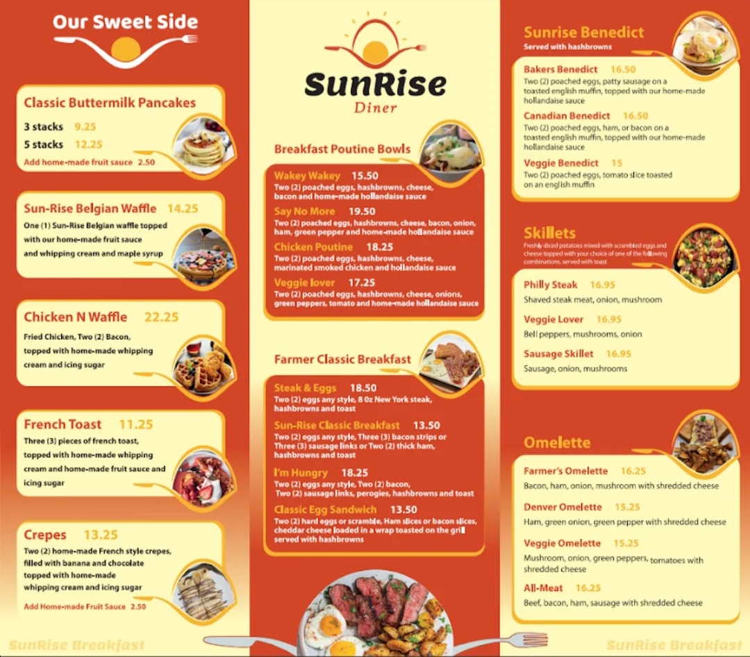 Menu, SunRise Diner