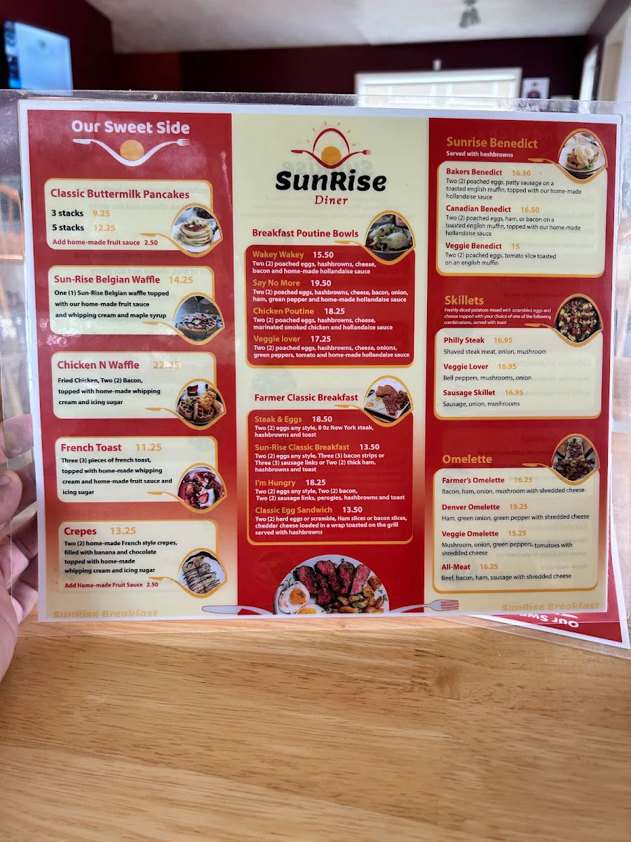 Menu, SunRise Diner