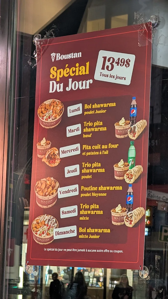 Menu, Restaurant Boustan