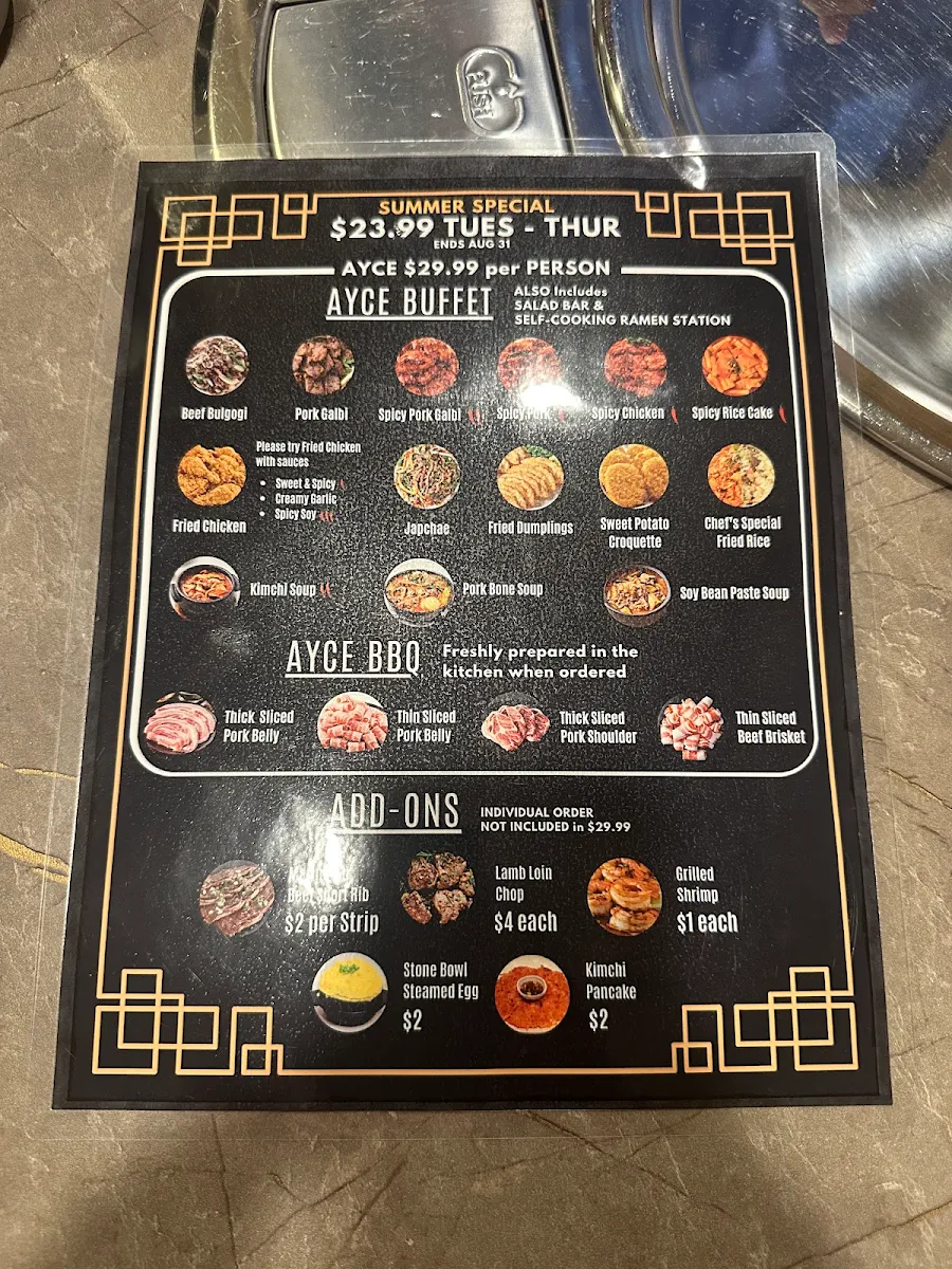Menu, AYCE K BBQ