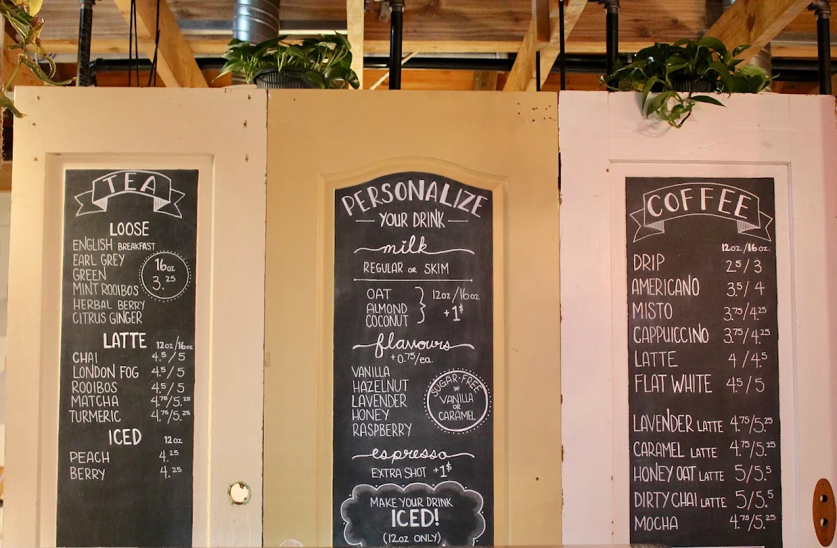 Menu, Milk Shed Coffeehouse