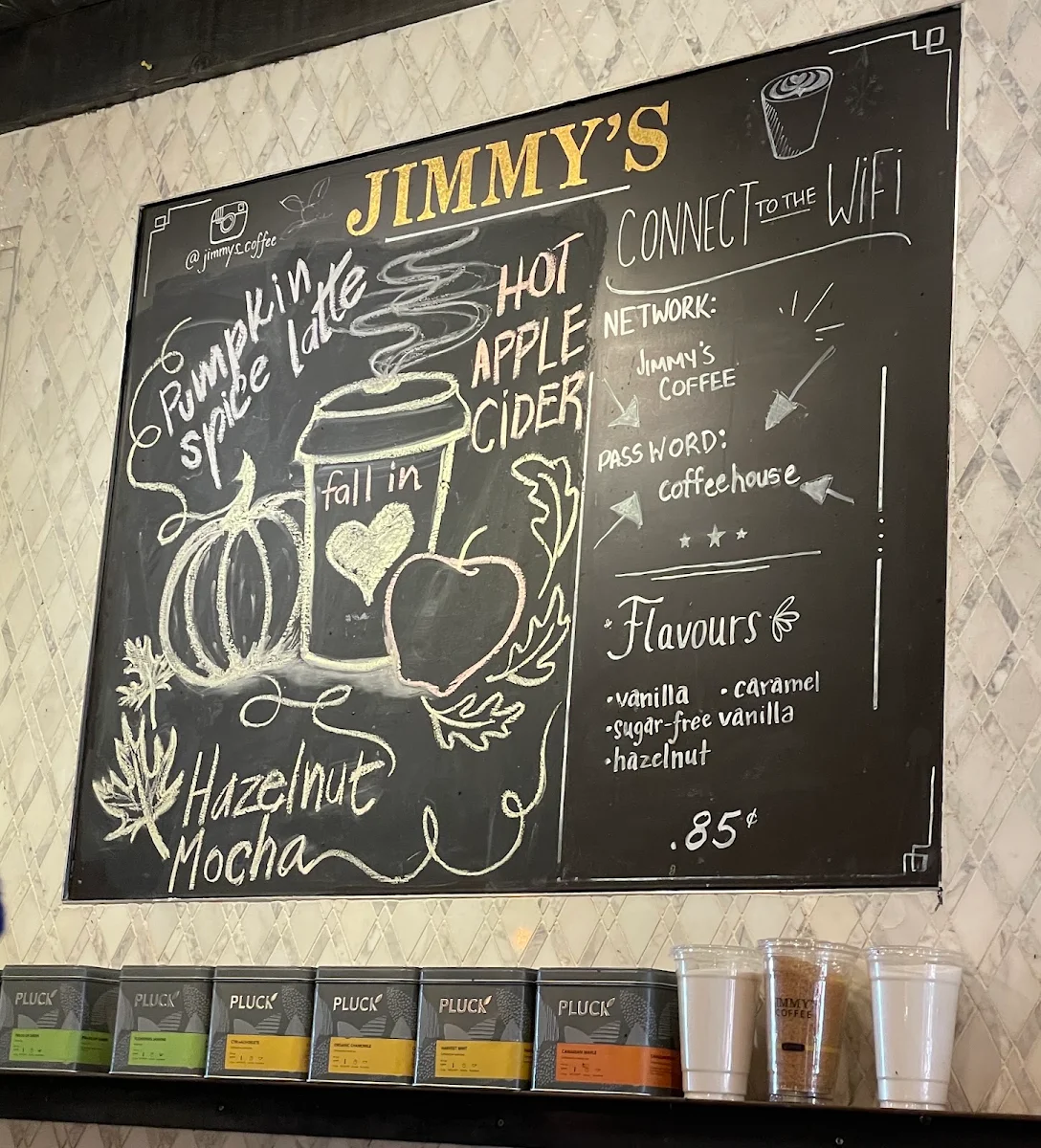 Menu, Jimmy's Coffee