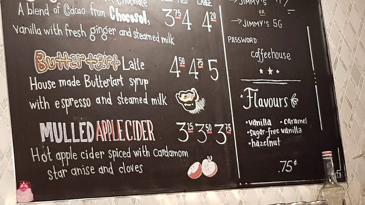 Menu, Jimmy's Coffee