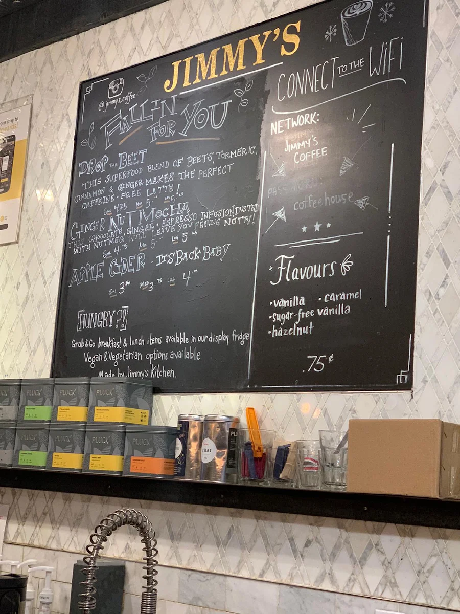 Menu, Jimmy's Coffee