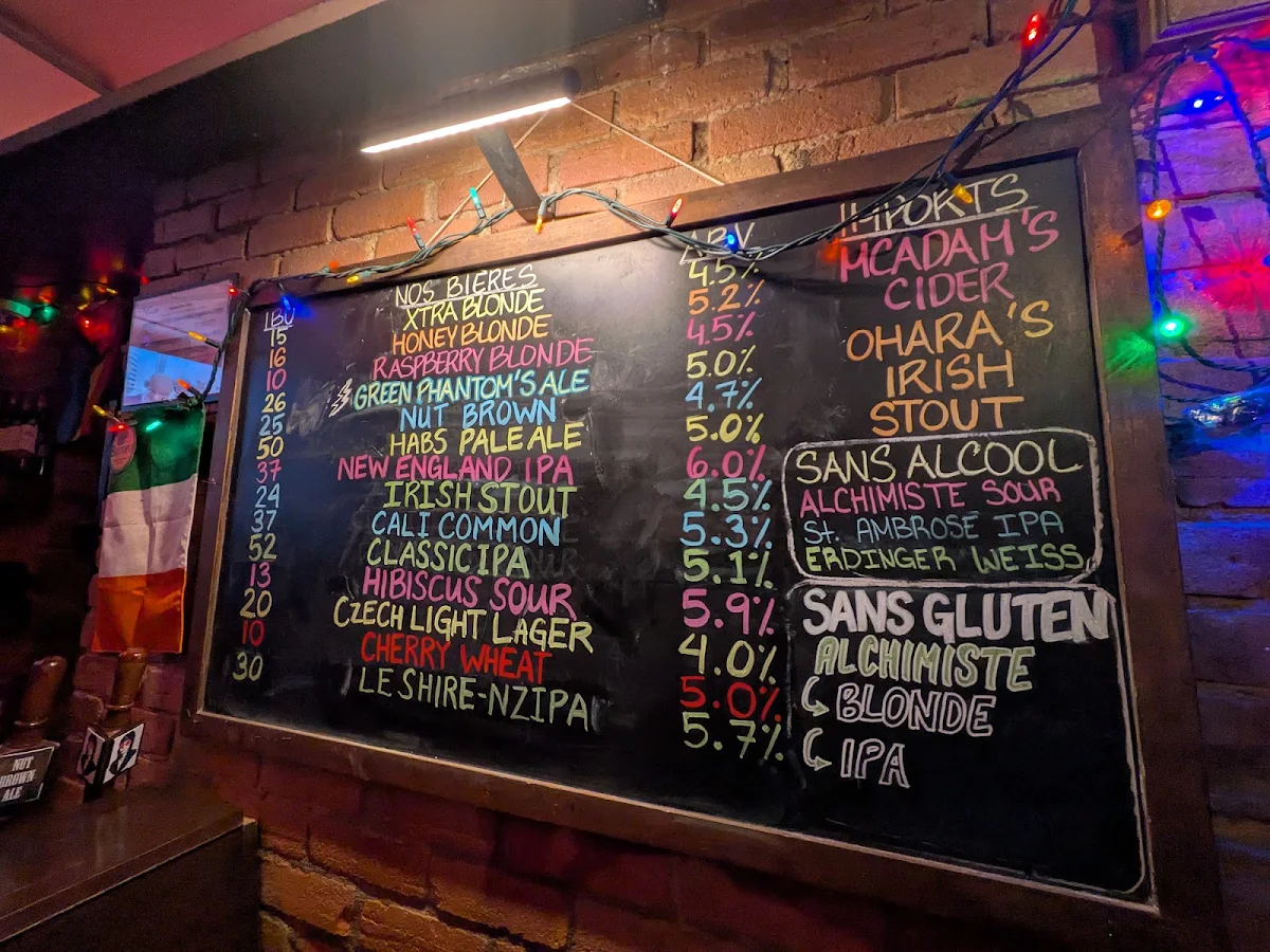 Menu, Brutopia Brewpub Microbrasserie