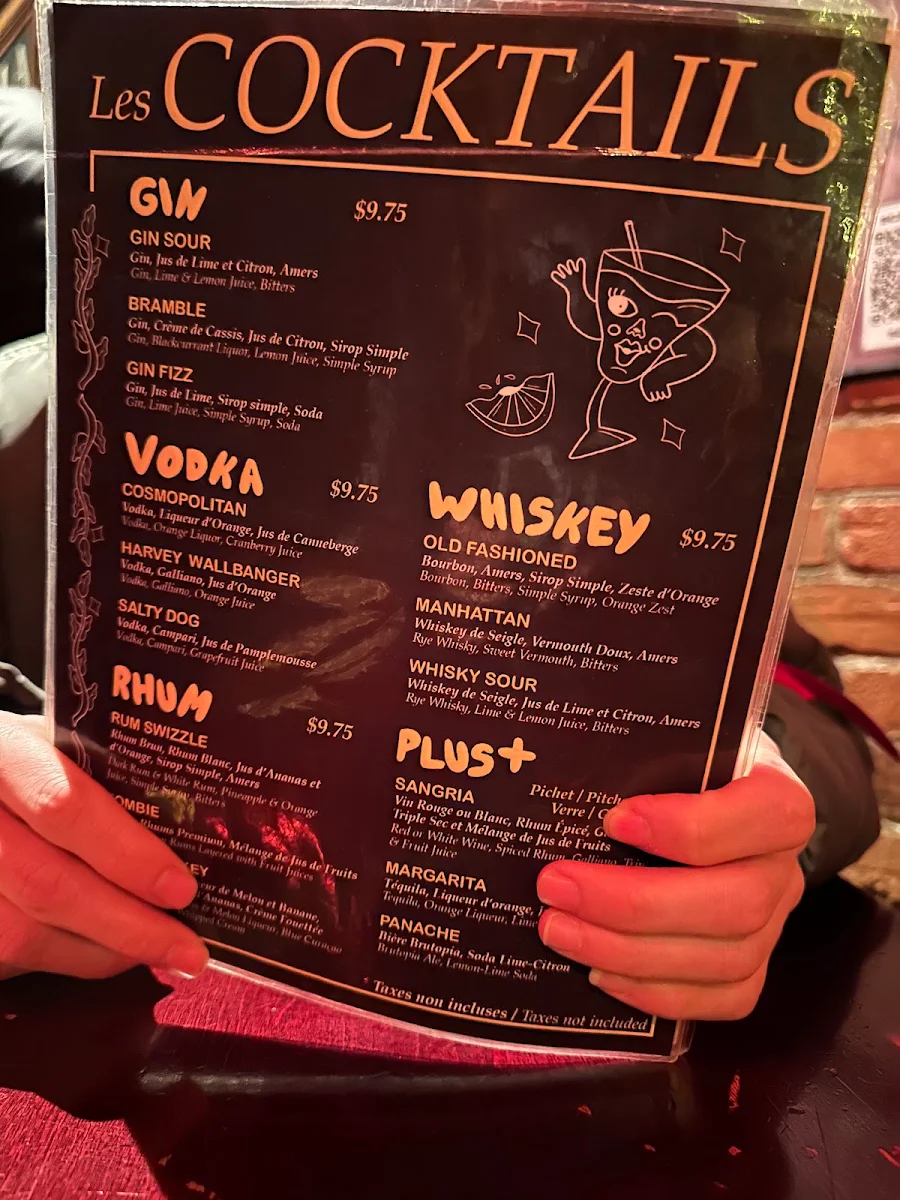 Menu, Brutopia Brewpub Microbrasserie