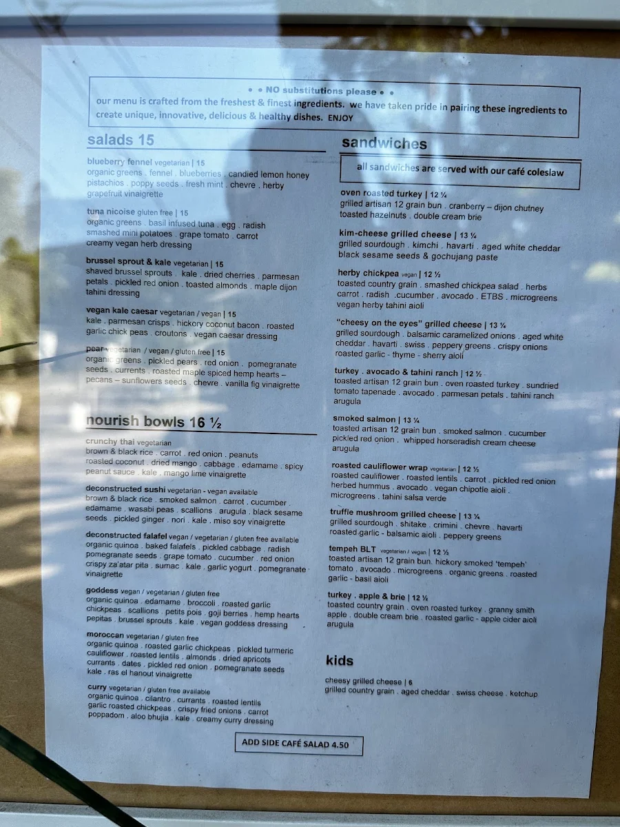 Menu, Riverdale Perk Cafe
