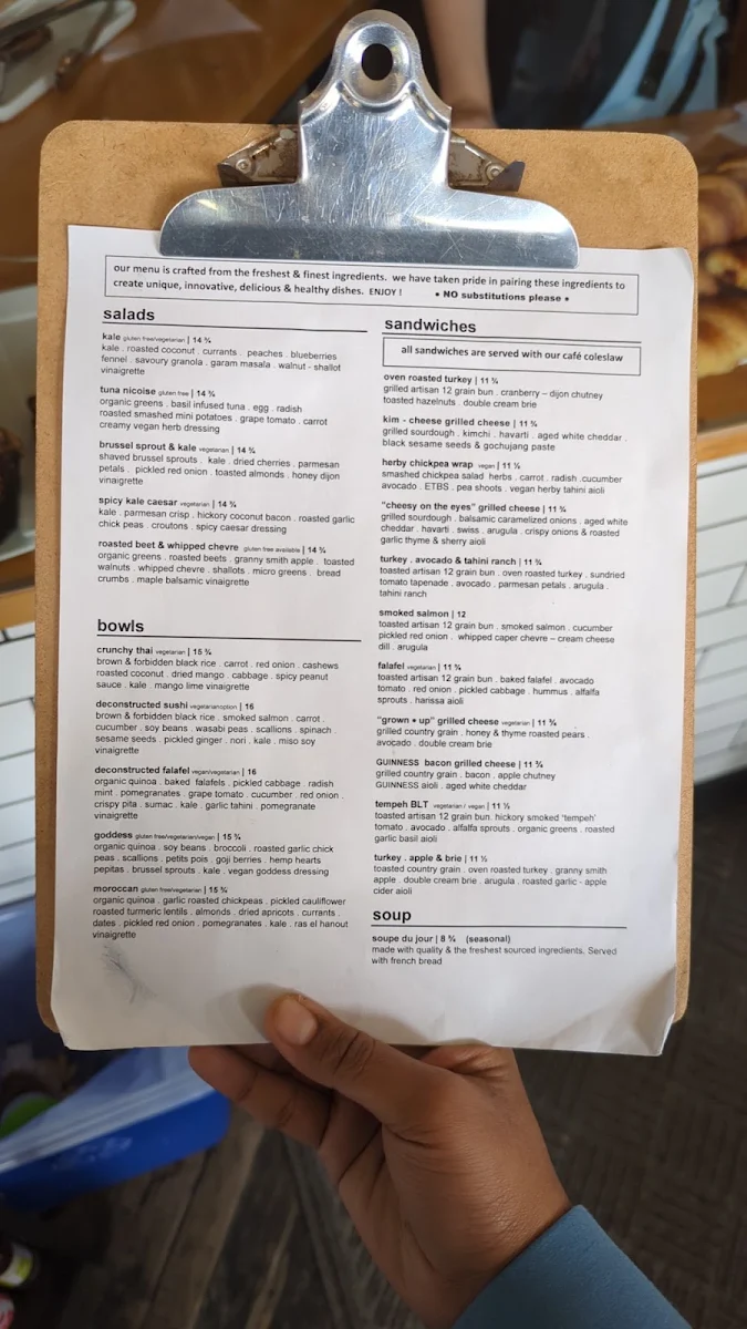 Menu, Riverdale Perk Cafe