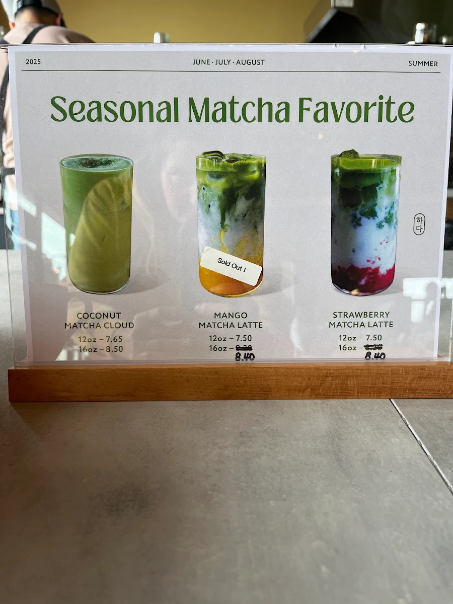 Menu, Hada at SpinHouse South Surrey