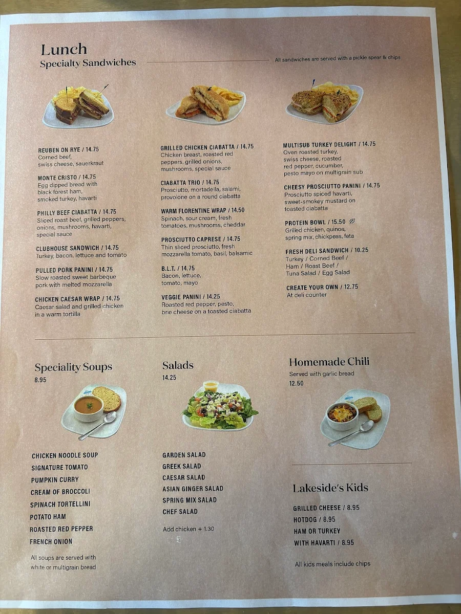 Menu, Lakeside Bakery Deli Cafe