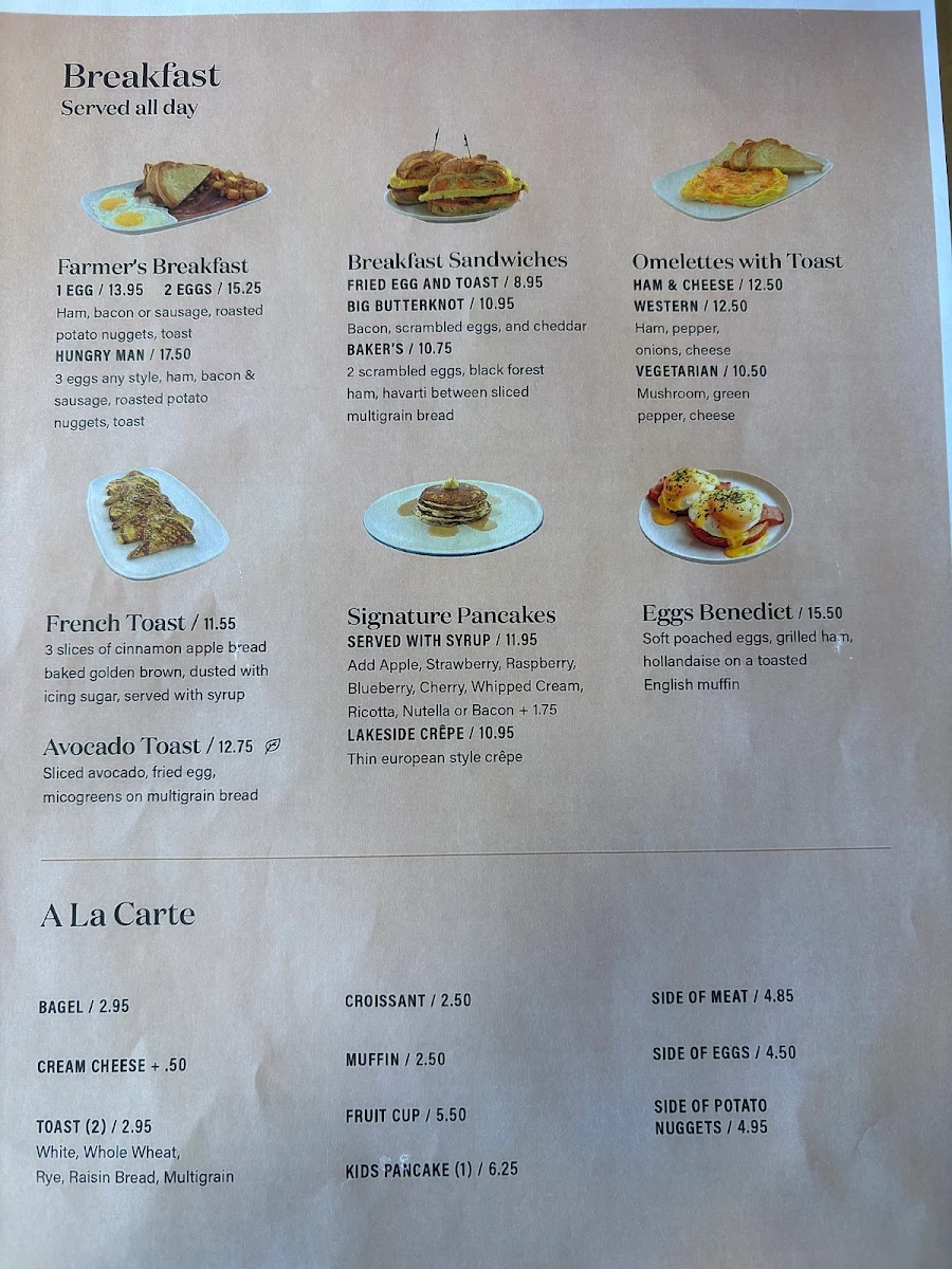 Menu, Lakeside Bakery Deli Cafe