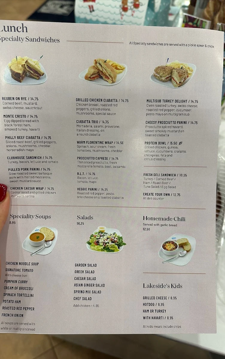 Menu, Lakeside Bakery Deli Cafe