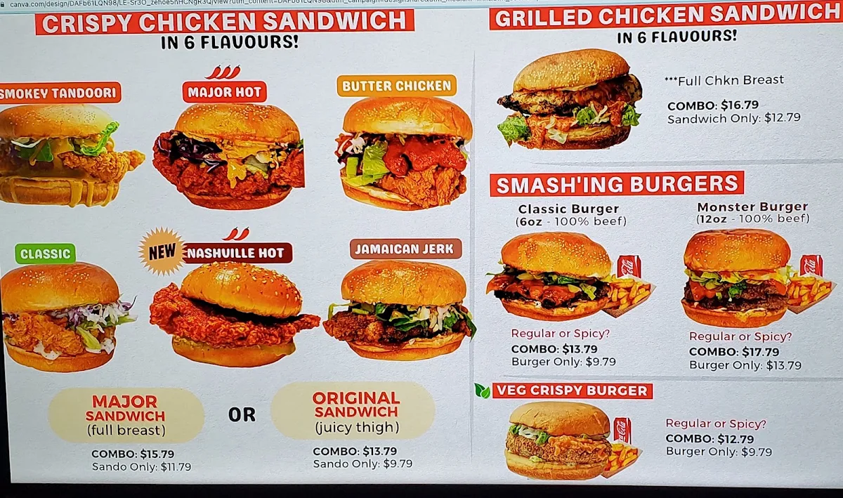 Menu, MAJOR JOY Flavoured Chicken
