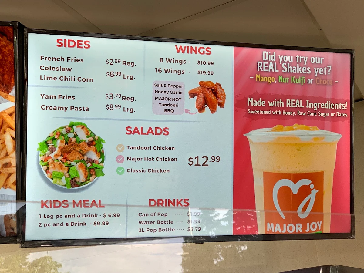 Menu, MAJOR JOY Flavoured Chicken