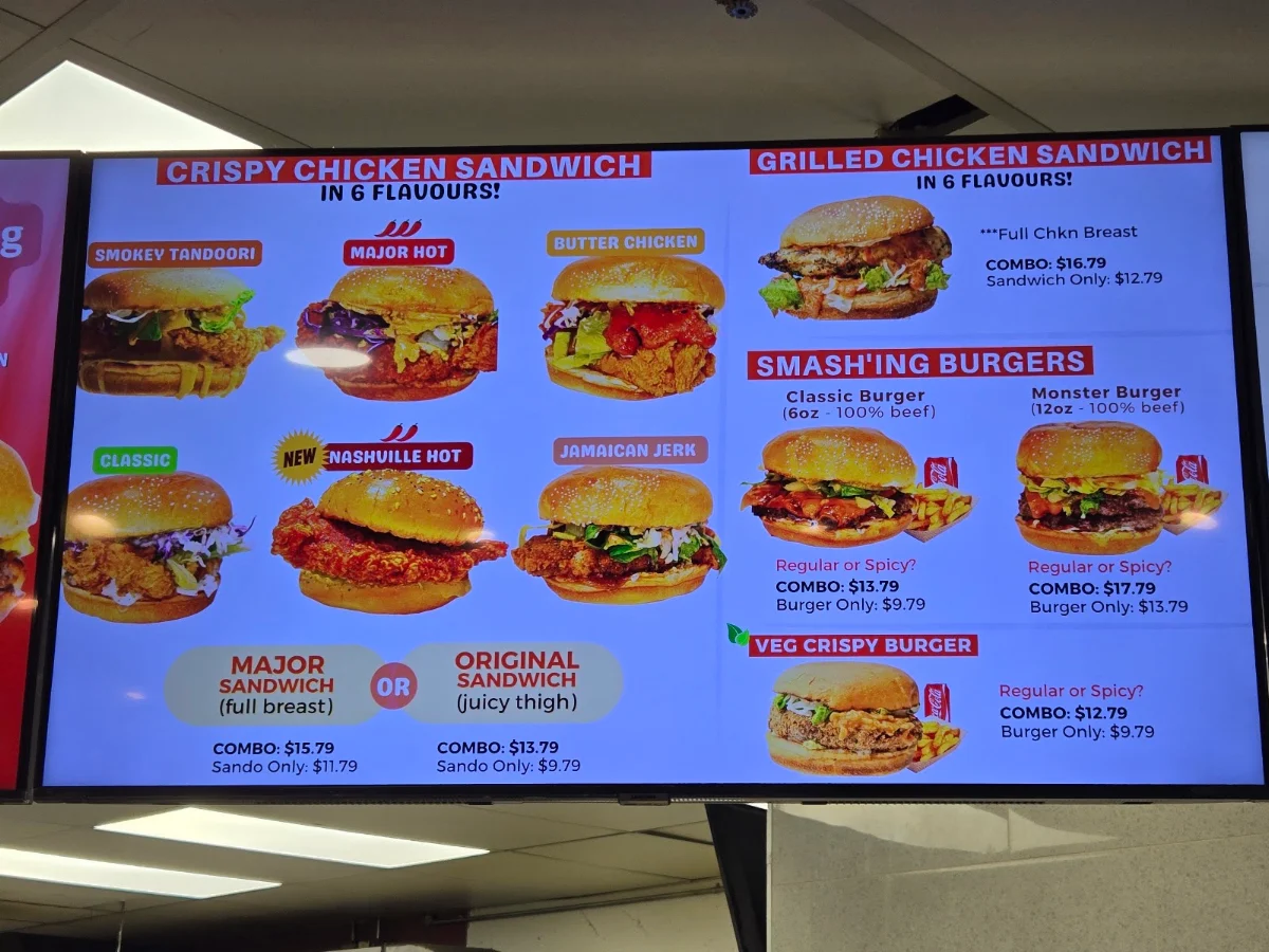 Menu, MAJOR JOY Flavoured Chicken