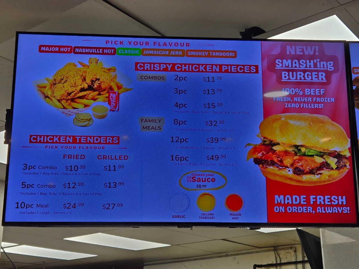 Menu, MAJOR JOY Flavoured Chicken