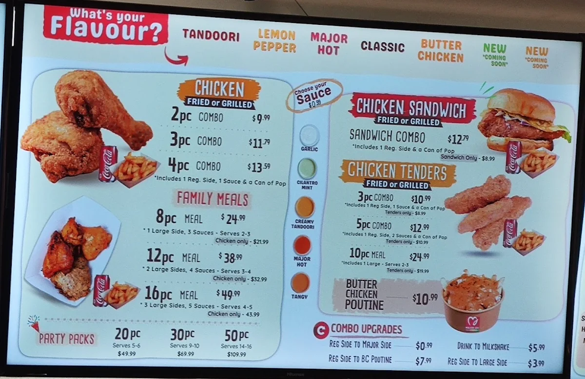 Menu, MAJOR JOY Flavoured Chicken