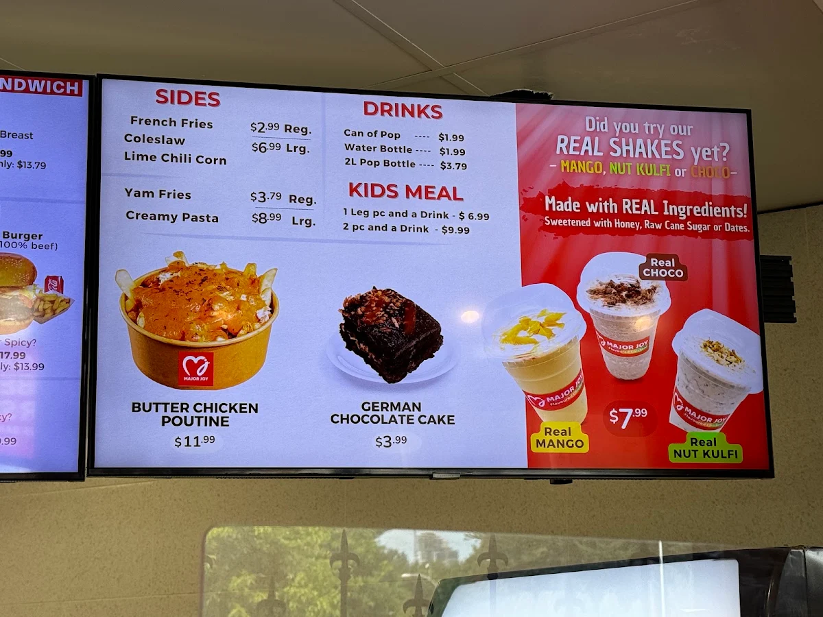 Menu, MAJOR JOY Flavoured Chicken