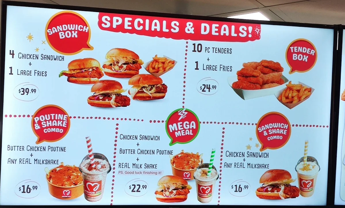 Menu, MAJOR JOY Flavoured Chicken