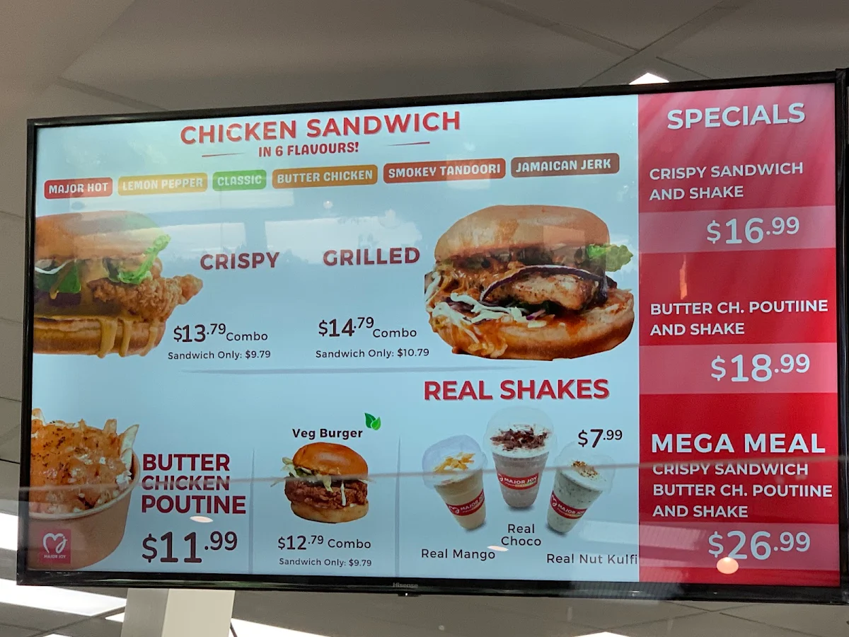 Menu, MAJOR JOY Flavoured Chicken
