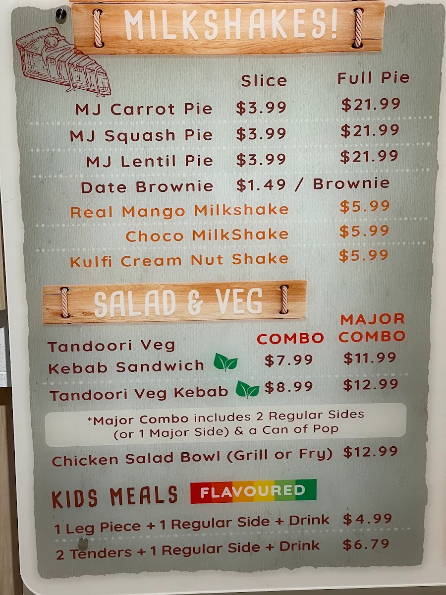 Menu, MAJOR JOY Flavoured Chicken
