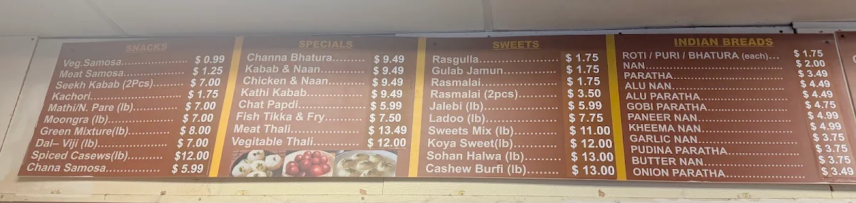 Menu, Moti Palace