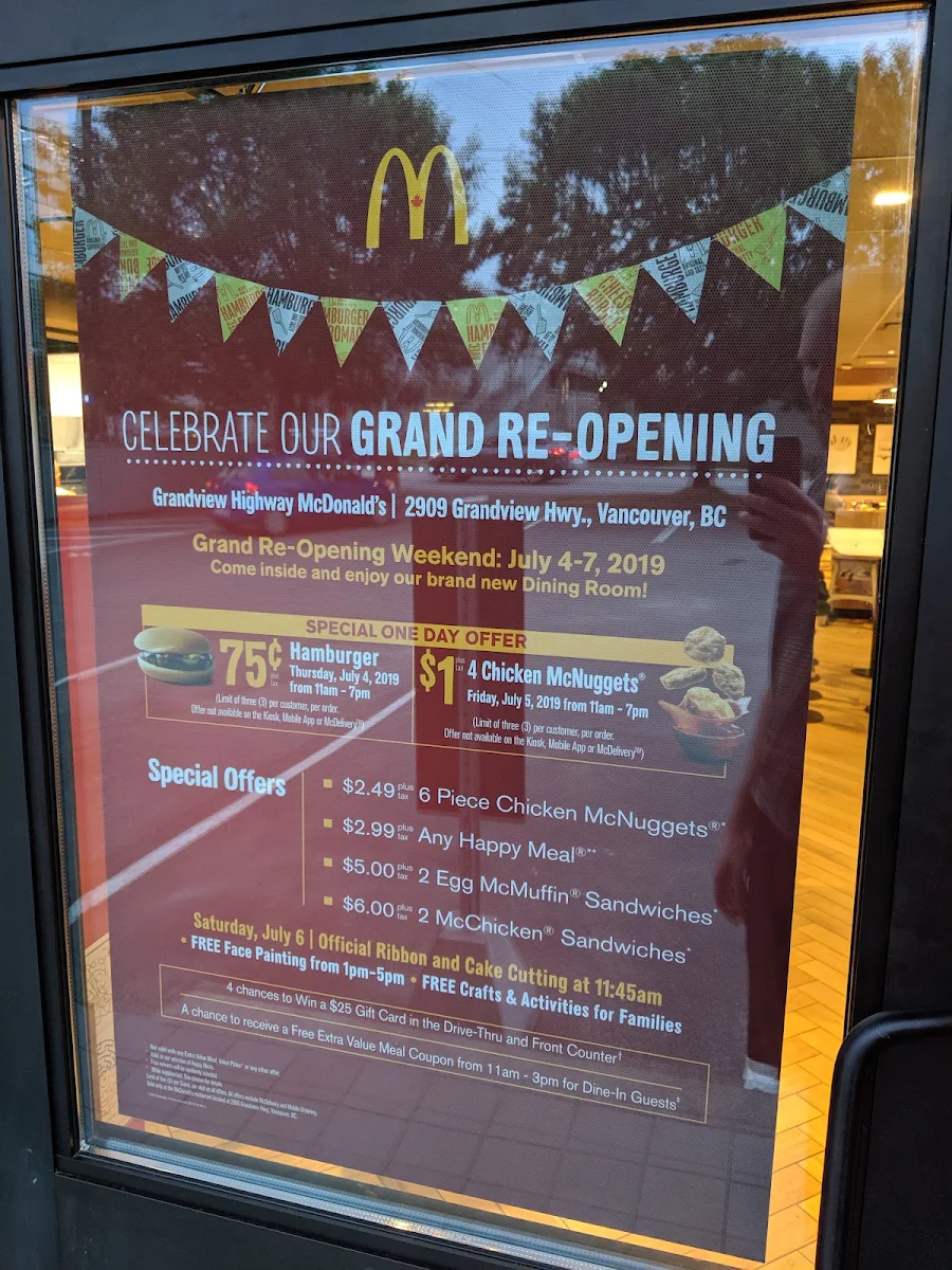 Menu, McDonald's
