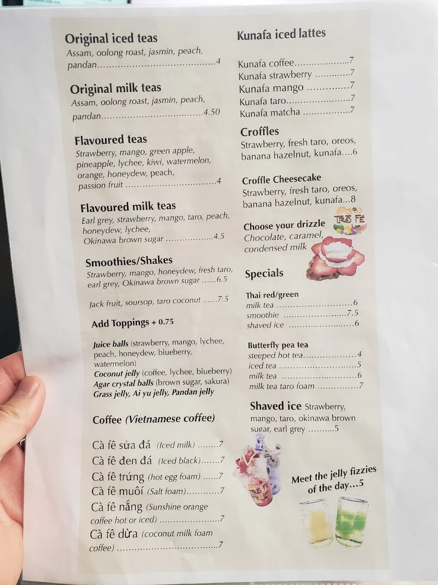 Menu, Meow Tra Fe