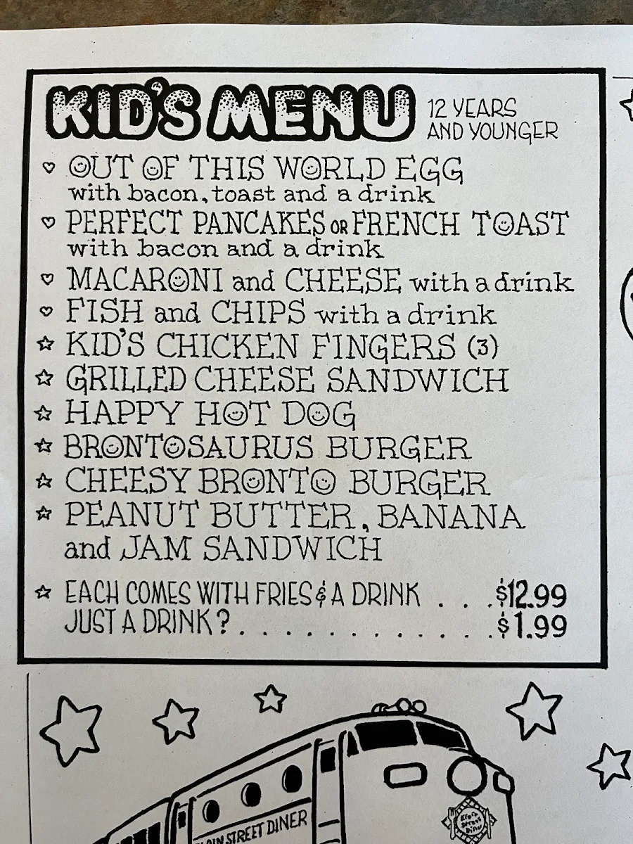 Menu, Elgin Street Diner