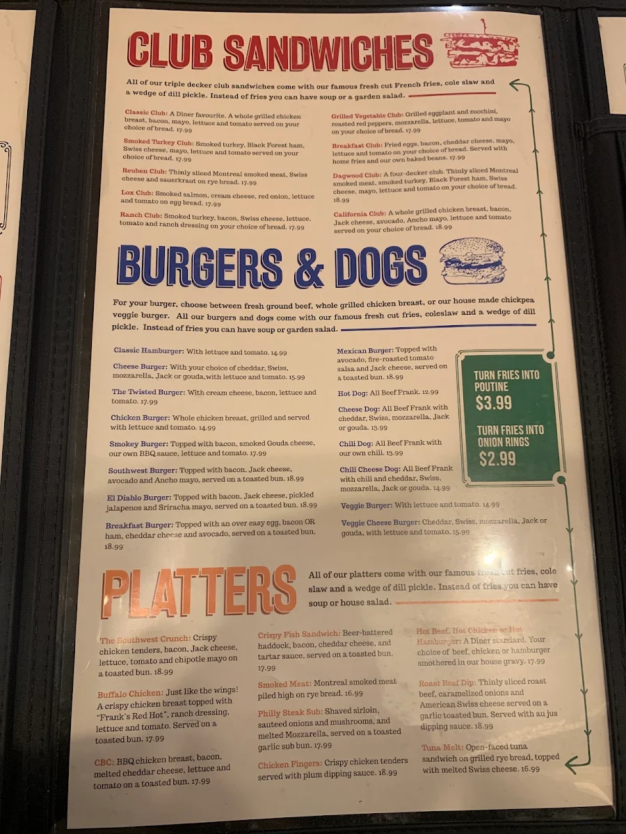 Menu, Elgin Street Diner
