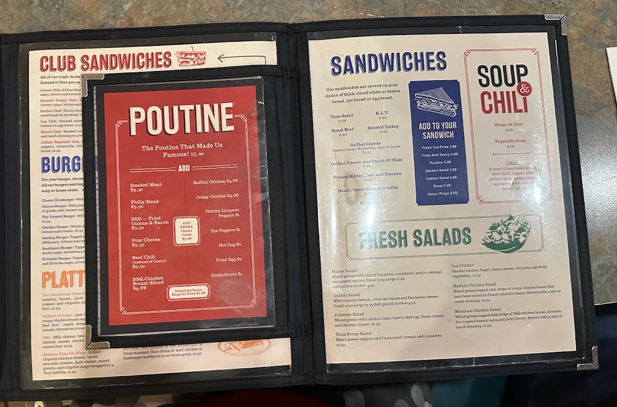 Menu, Elgin Street Diner