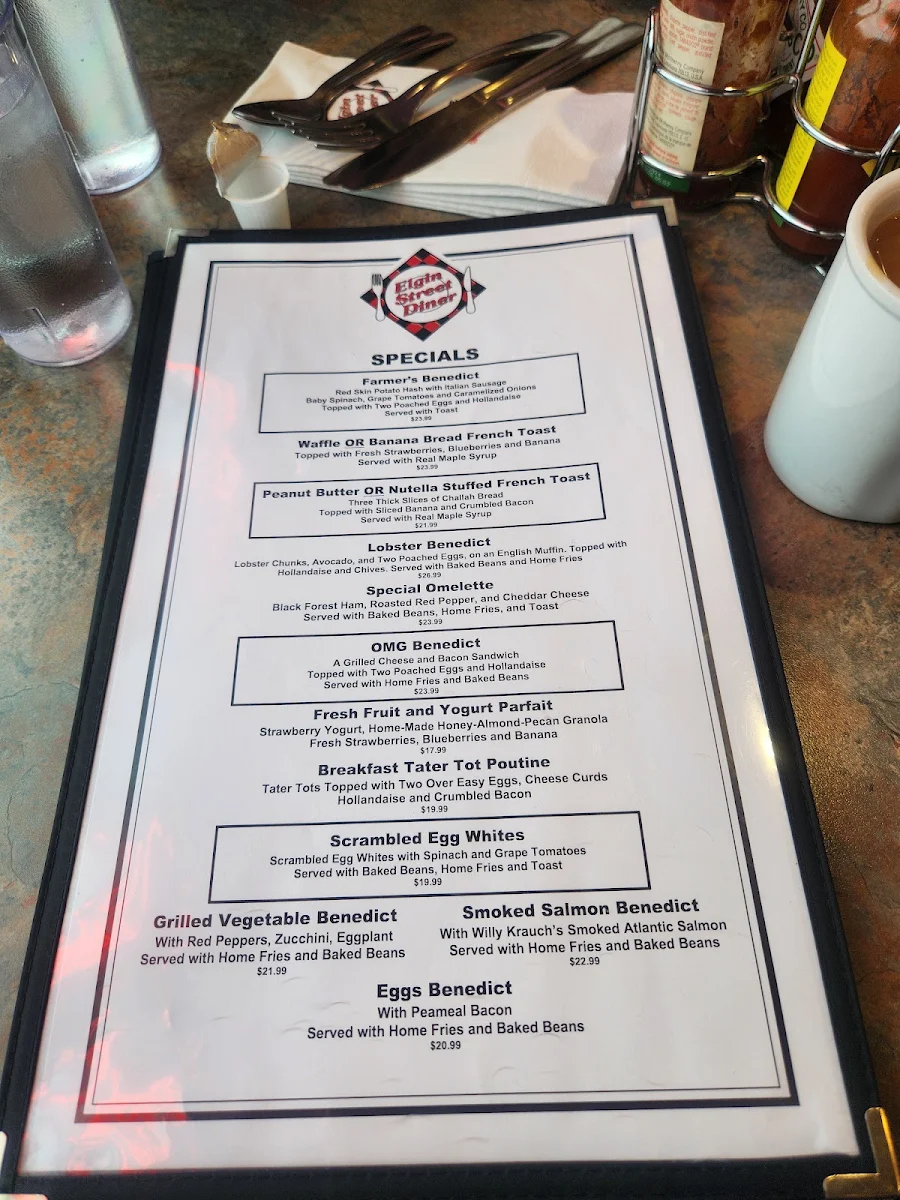 Menu, Elgin Street Diner
