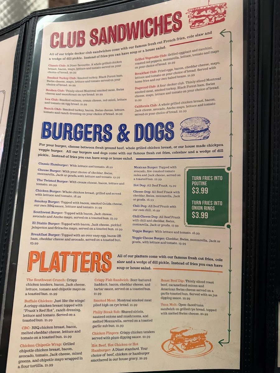 Menu, Elgin Street Diner